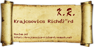 Krajcsovics Richárd névjegykártya
